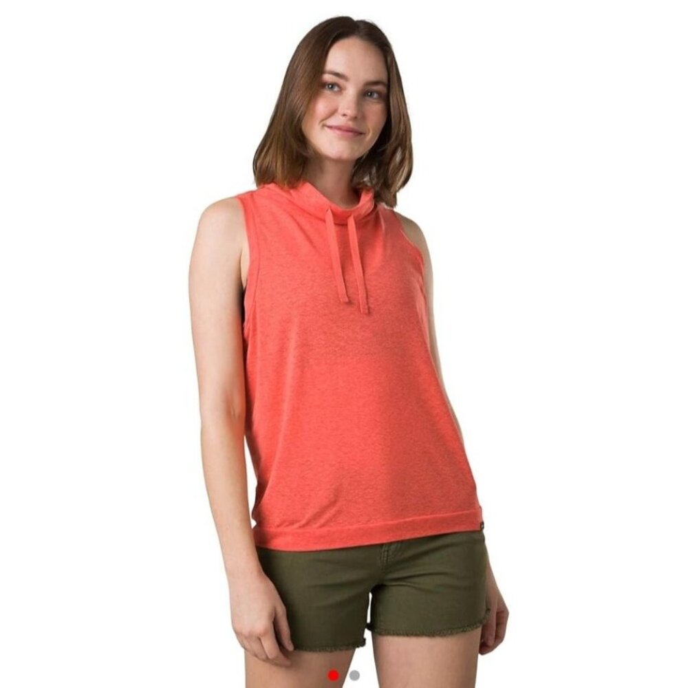 Prana Cozy Up Barmsee Tank Fresca Heather/Coral Orange Womens S High Neck